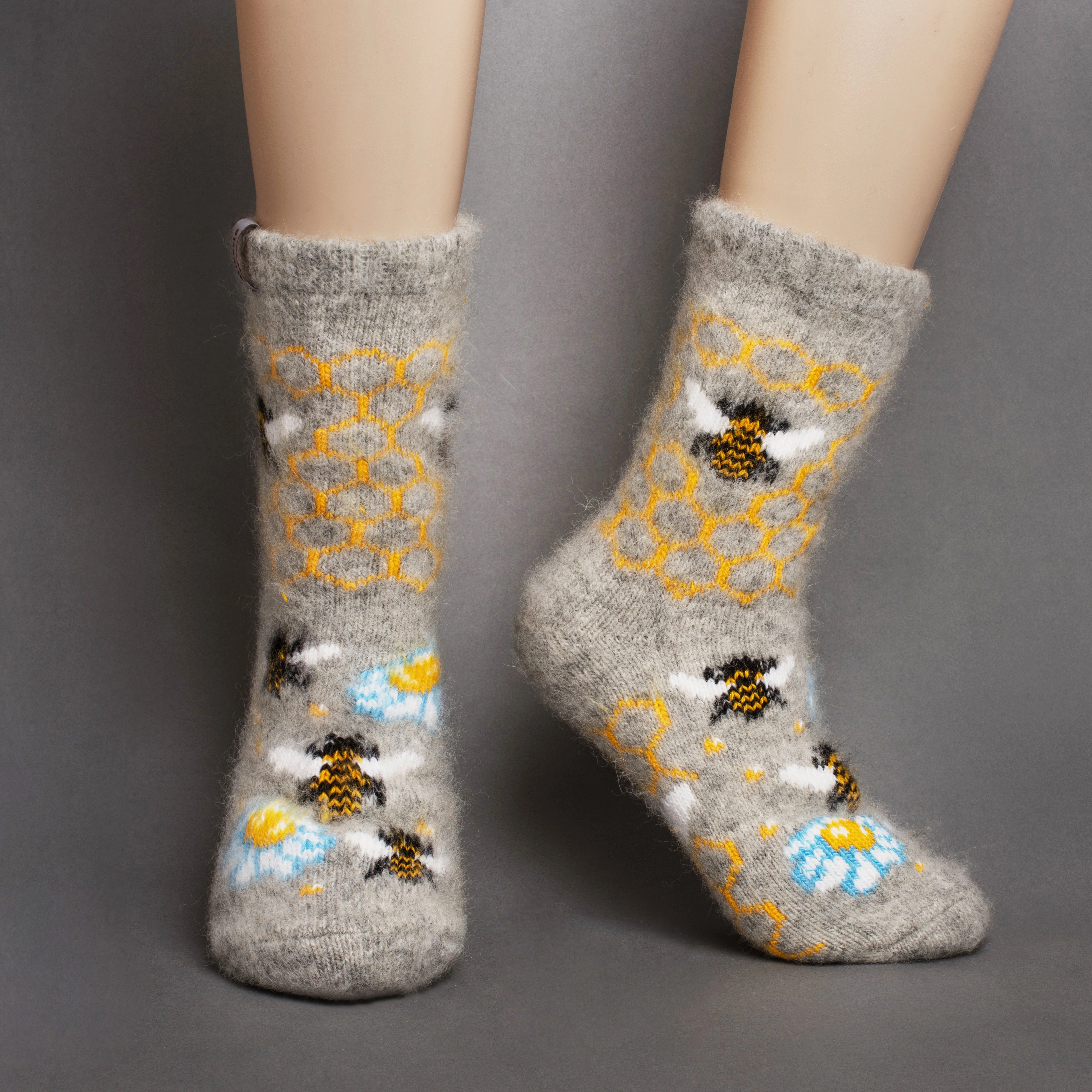 Cozy Bee Merino Crew Socks: Warm, Soft Comfort for Women's Feet.